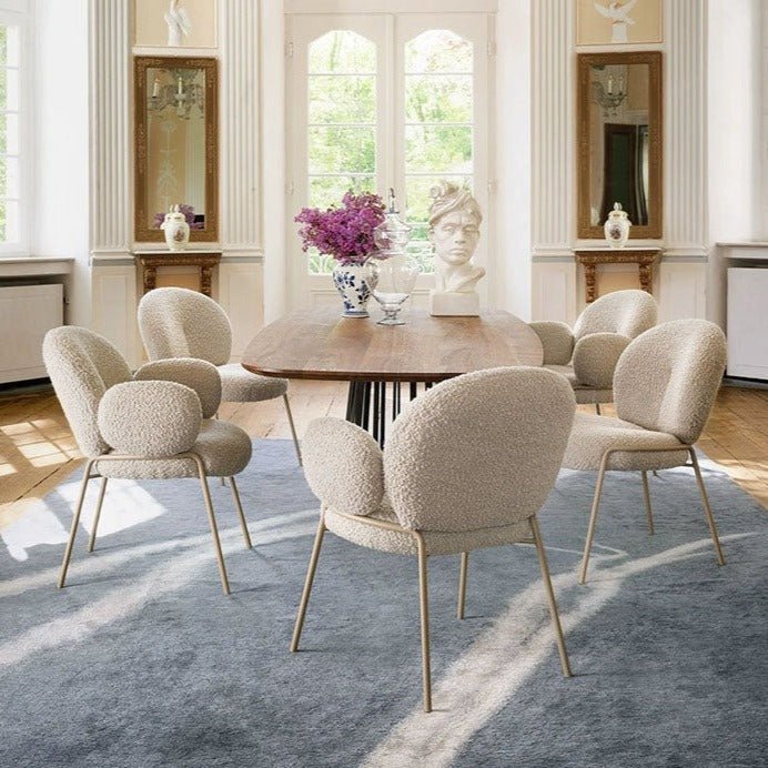 Rhodes Beige Boucle Dining Chair Set of 2, Furniture