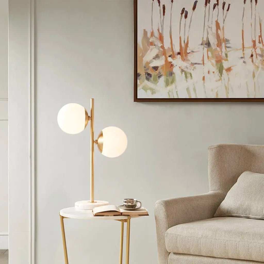 Olivia Marble Gold Table Lamp  Globe