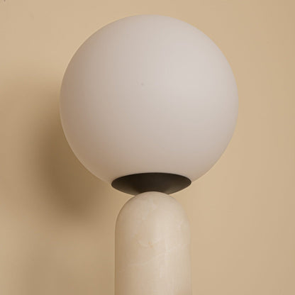 24" Globe Table Lamp White Alabaster, Blackened Steel Finish, Soft White (EU or US)