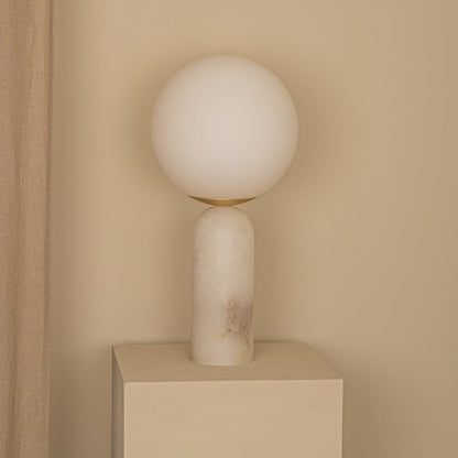 24" Globe Table Lamp White Alabaster, Soft White (EU or US)