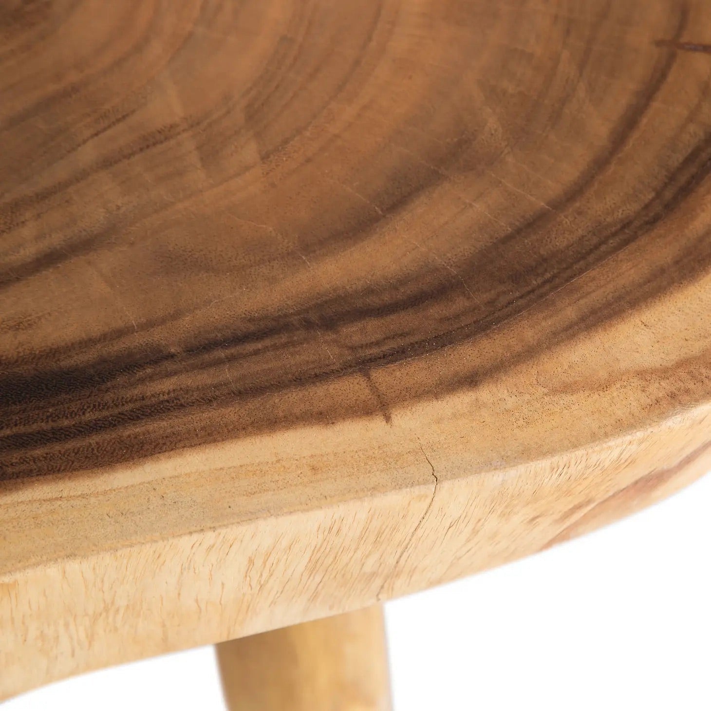 28" Round Organic Natural Slab Coffee Table - Suar Wood - designer beachy luxury