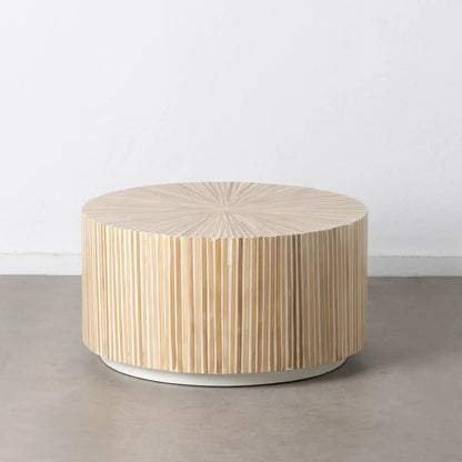 32" Beige Bamboo Round Coffee Table