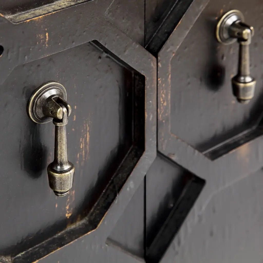 36" Textured Black 2 Door Storage Cabinet, Antiqued Finish