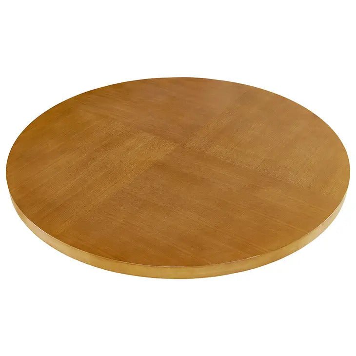 boho Pecan Wood Modern Round 4-Person Dining Table