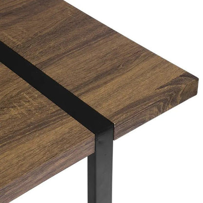 Elegant design 55" industrial dining table, seats 6, oak/brown