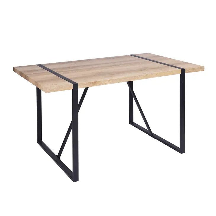 designer 55" industrial dining table, seats 6, oak/brown