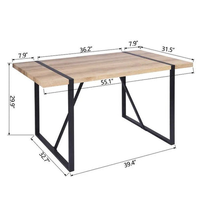 designer 55" industrial dining table, seats 6, oak/brown