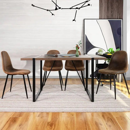 nordic 55" industrial dining table, seats 6, oak/brown