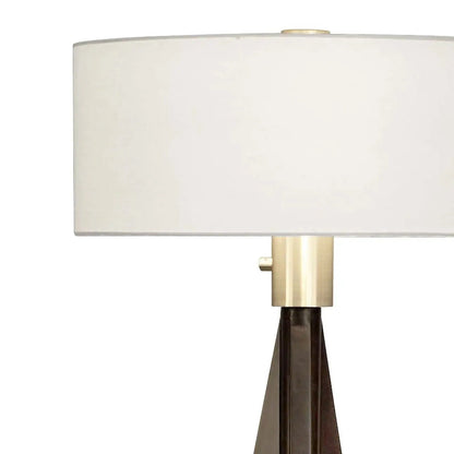 58" Tripod Floor Lamp, Pecan Wood, Linen Shade nova of california mid century modern