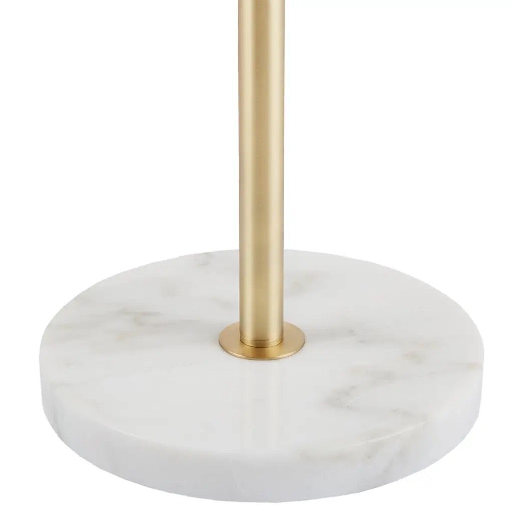62" White Marble Base Gold, 3-Bulb Globe Floor Lamp Olliix