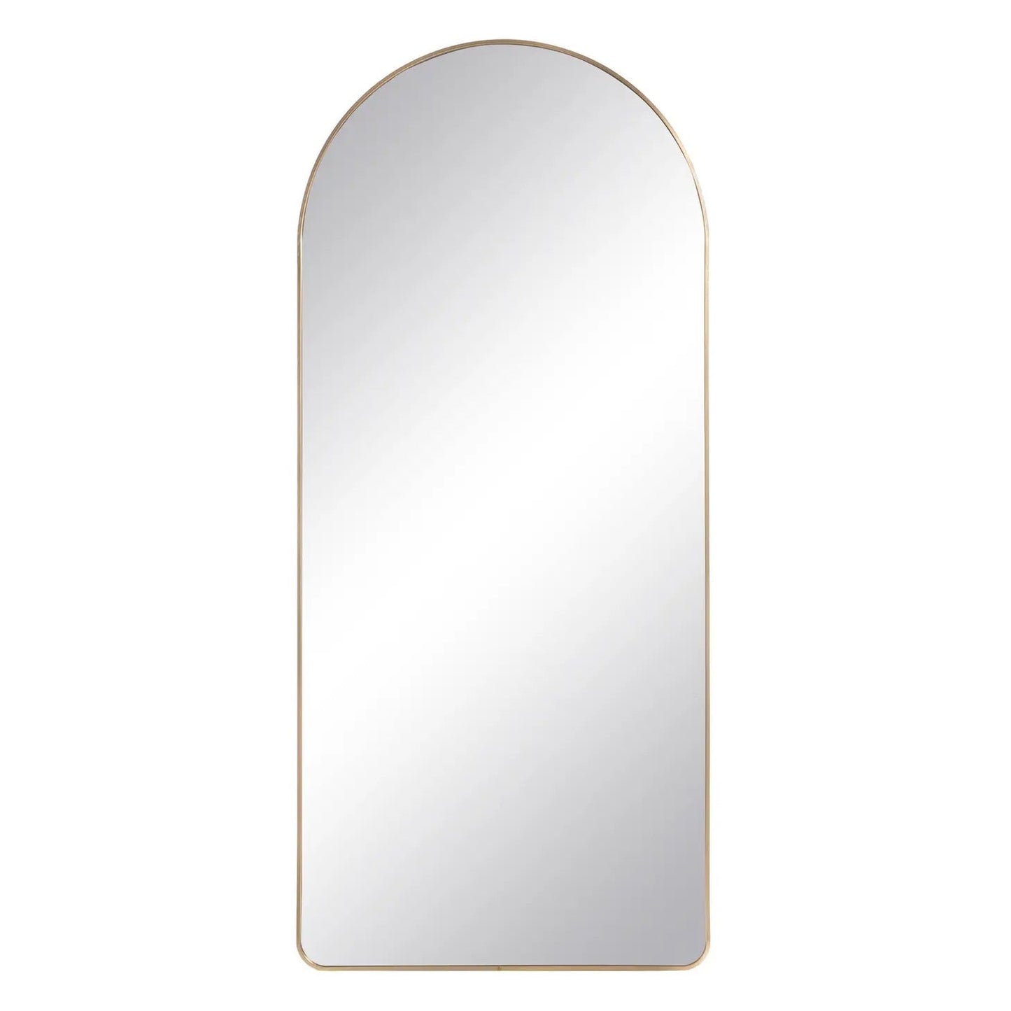 71" Gold Curve Standing Floor Mirror - Rounded Easel Cheval Minimalist Clean Luxury Designer