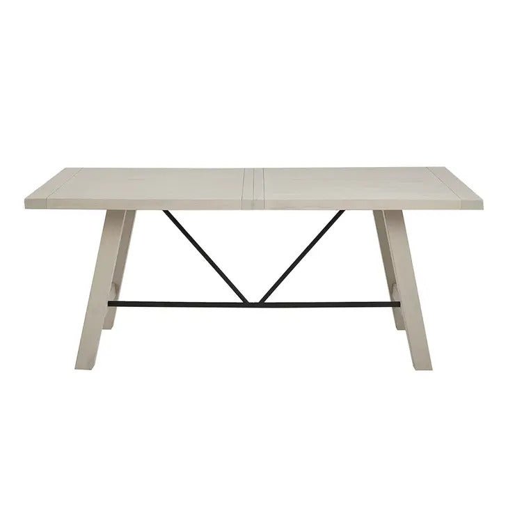 patterned white wood modern farmhouse dining table