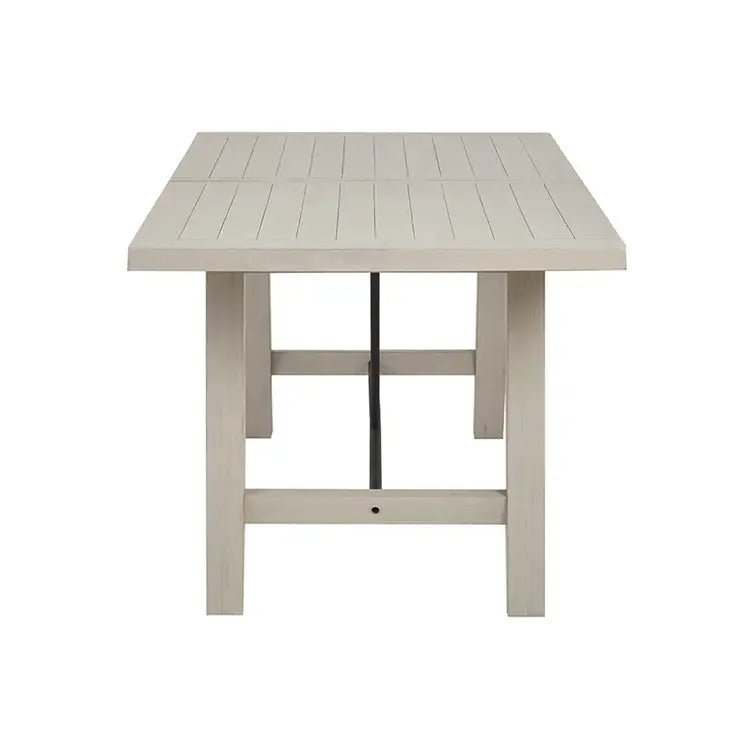 high-end white wood modern farmhouse dining table