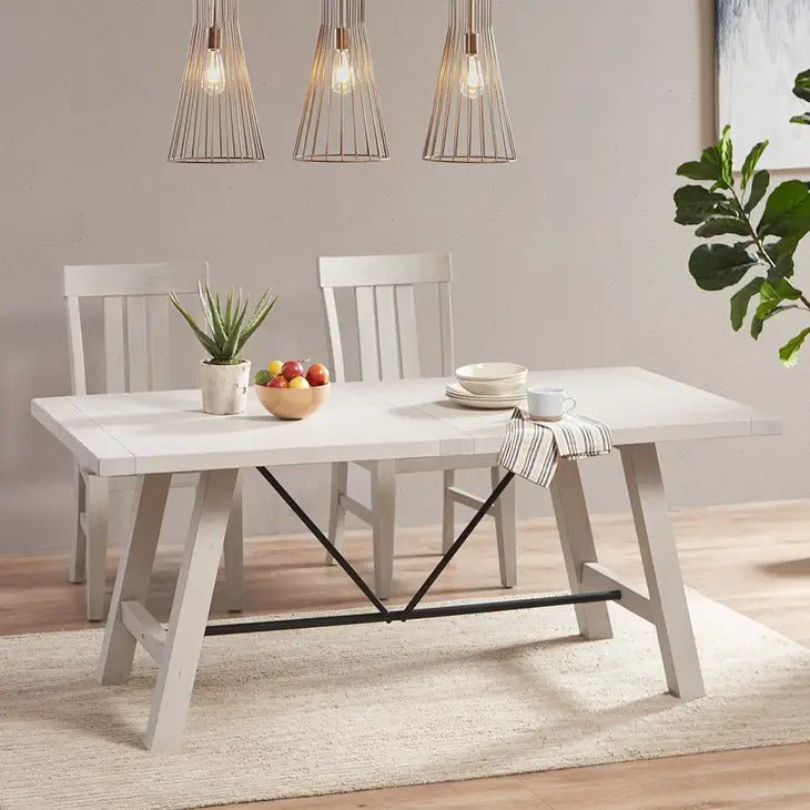 designer white wood modern farmhouse dining table