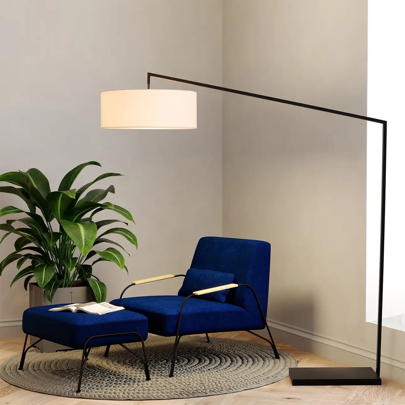 87″ Stretch Arc Floor Lamp, Matte Black with Step Switch, Smart Lamp luxury designer amazon google echo 