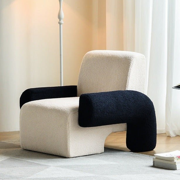 Belo Two-Tone Boucle Lounge Armchair (Black/Cream)