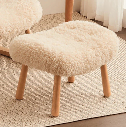 Boucle Sherpa Lounge Armchair with ottoman foot rest