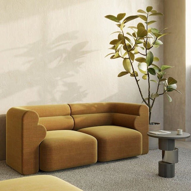 Modern velvet modular sofa / sectional with rounded back