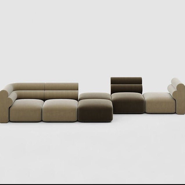 Modern velvet modular sofa / sectional with rounded back