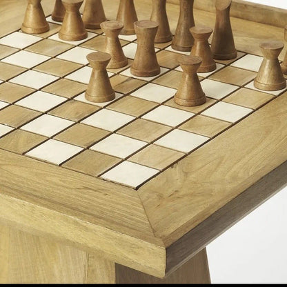 Chess Game Table, Natural Mango Wood