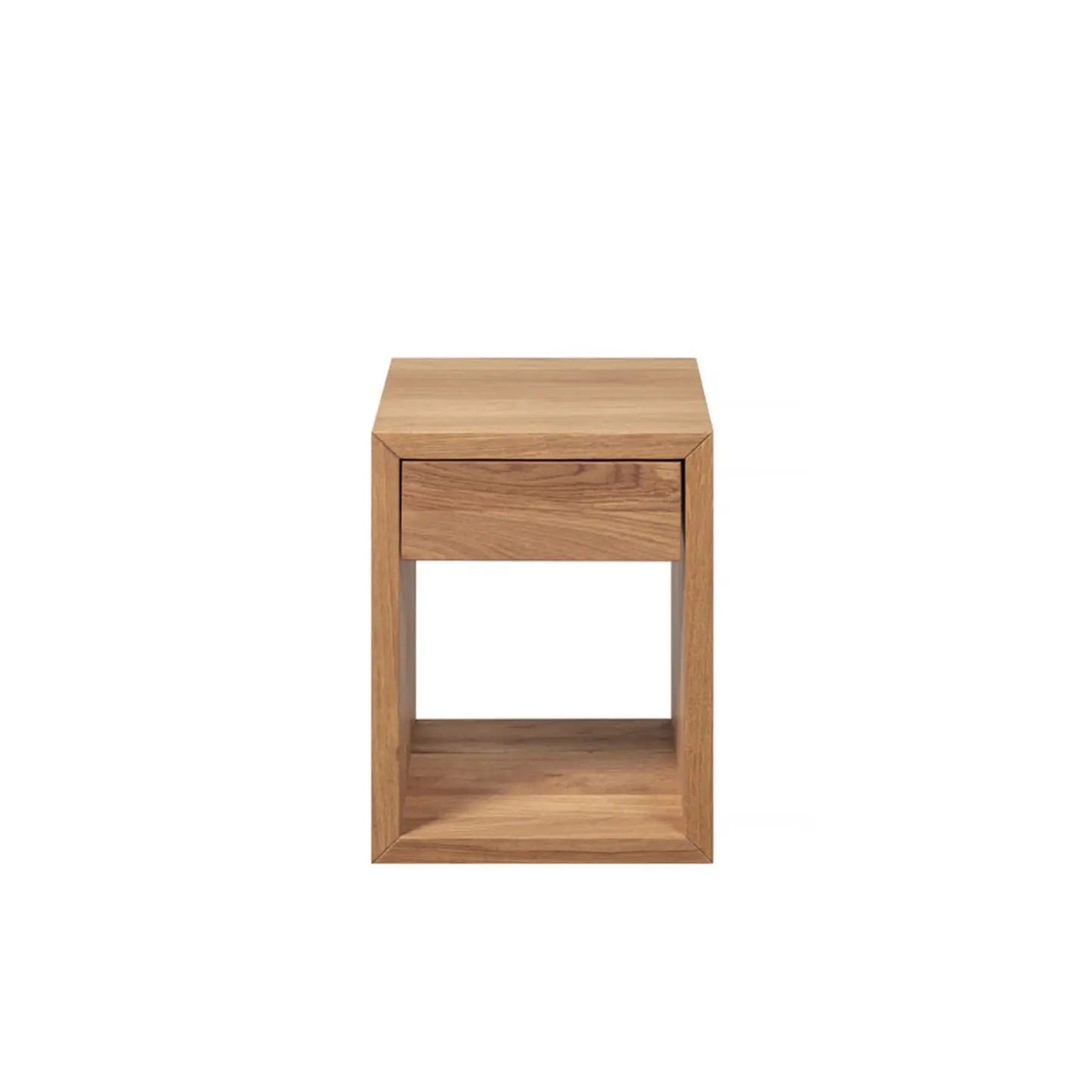 Floating Oak Nightstand With Storage Drawer