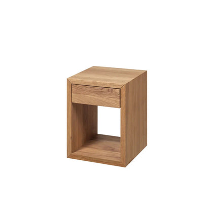 Floating Oak Nightstand With Storage Drawer