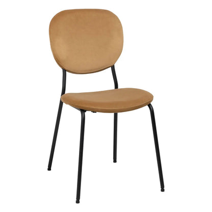 Gold Suede Dining Chair - Simple Black Frame (Set of 2)