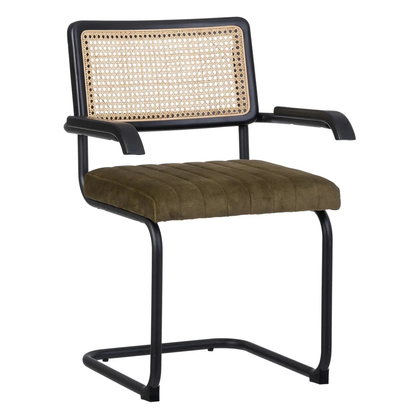 Green Rattan Dining Chair Wood/Metal Armchair (Set of 2)