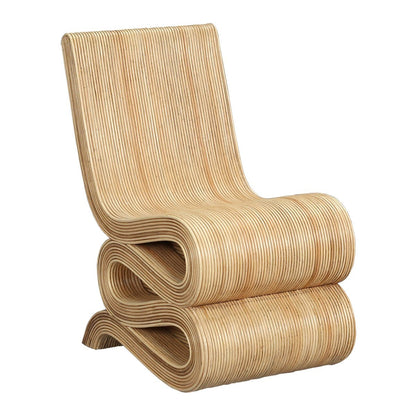 ribbon snake wave curved rattan natural chair luxury designer organic accent lounge armless chair