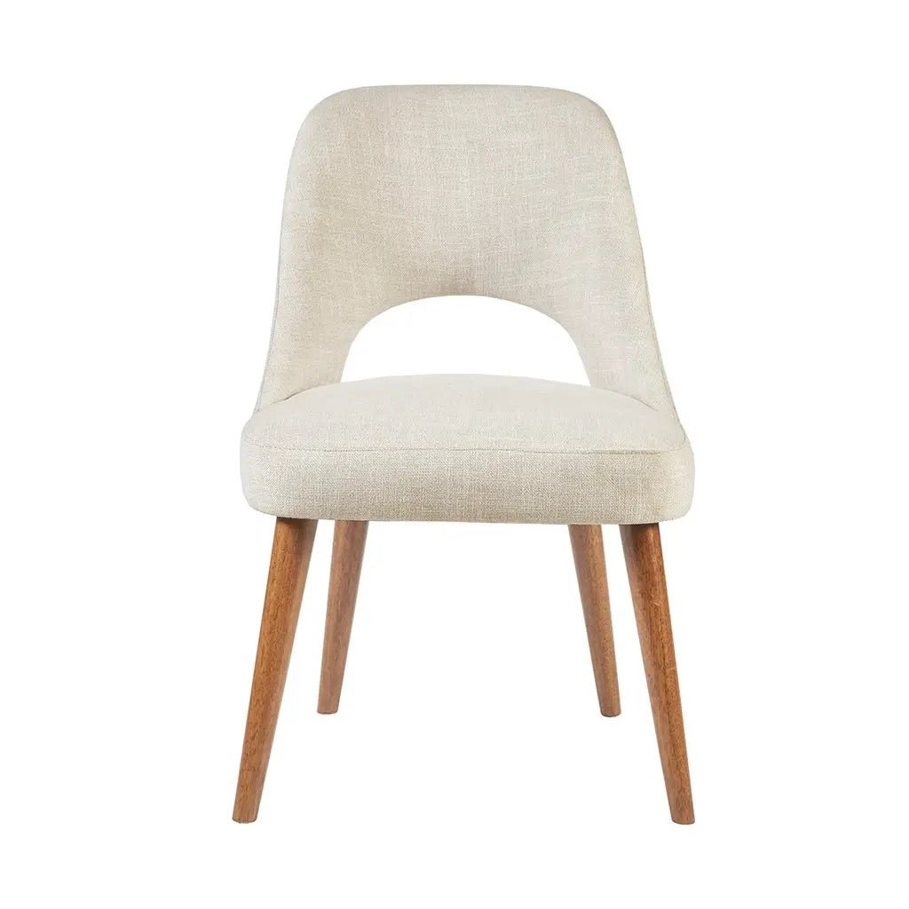 Mid-Century Curved Open Back Dining Chairs, Cream (Set of 2)