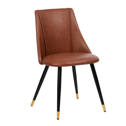 Mid-Century Modern Dining Chair Faux Leather Gold/Black Legs (Set of 2)