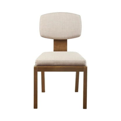 Modern Armless Dining Chair, Ivory (Set of 2) Wood Frame