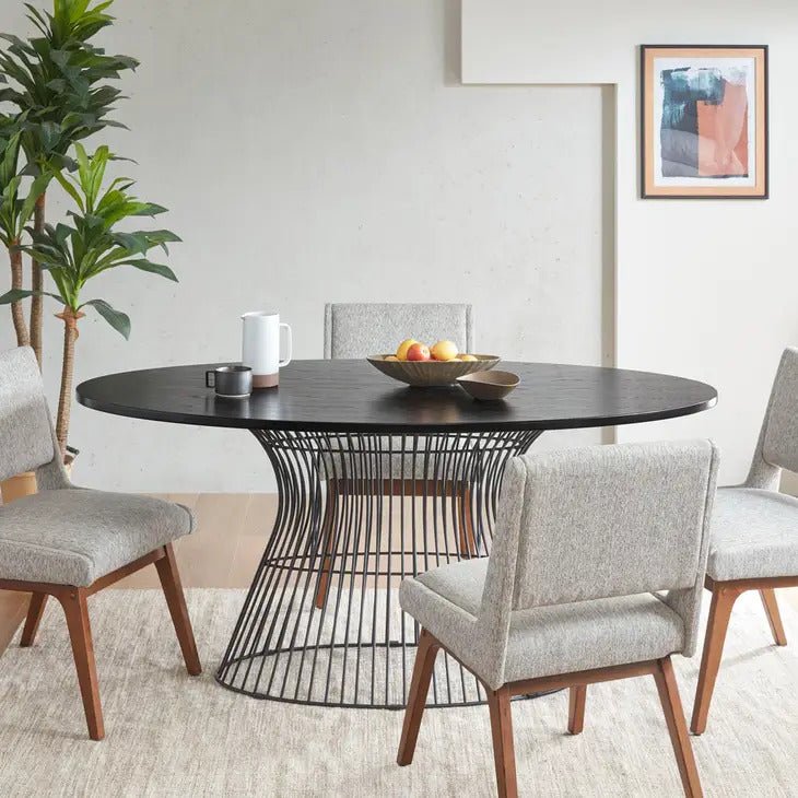 designer modern mid-century round dining table