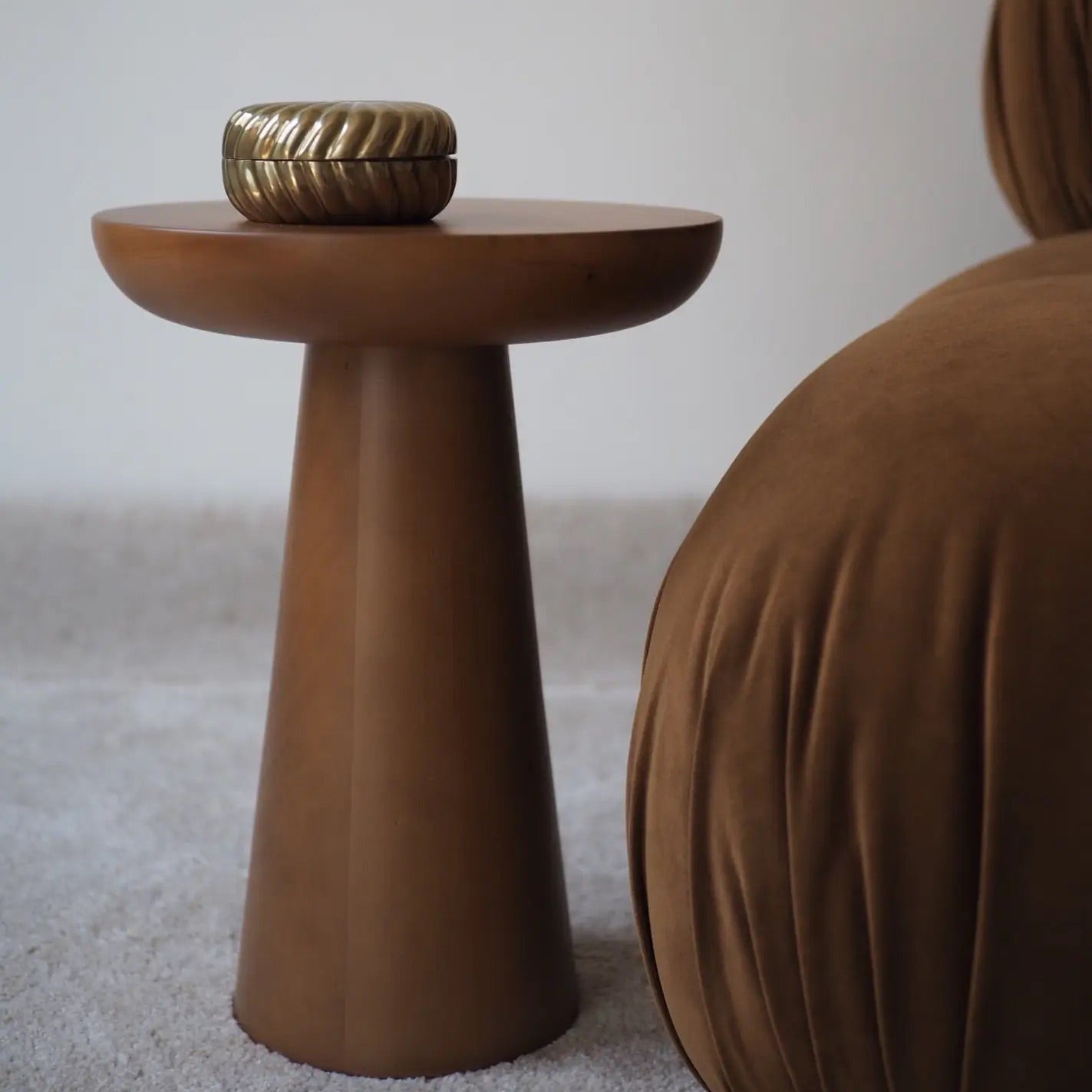 Mushroom Wood Side Tables, Walnut