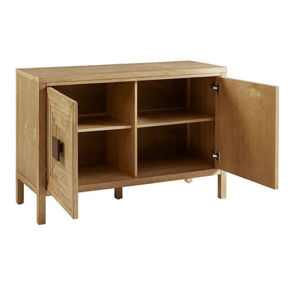Natural Elm Geometric Accent Cabinet with Storage