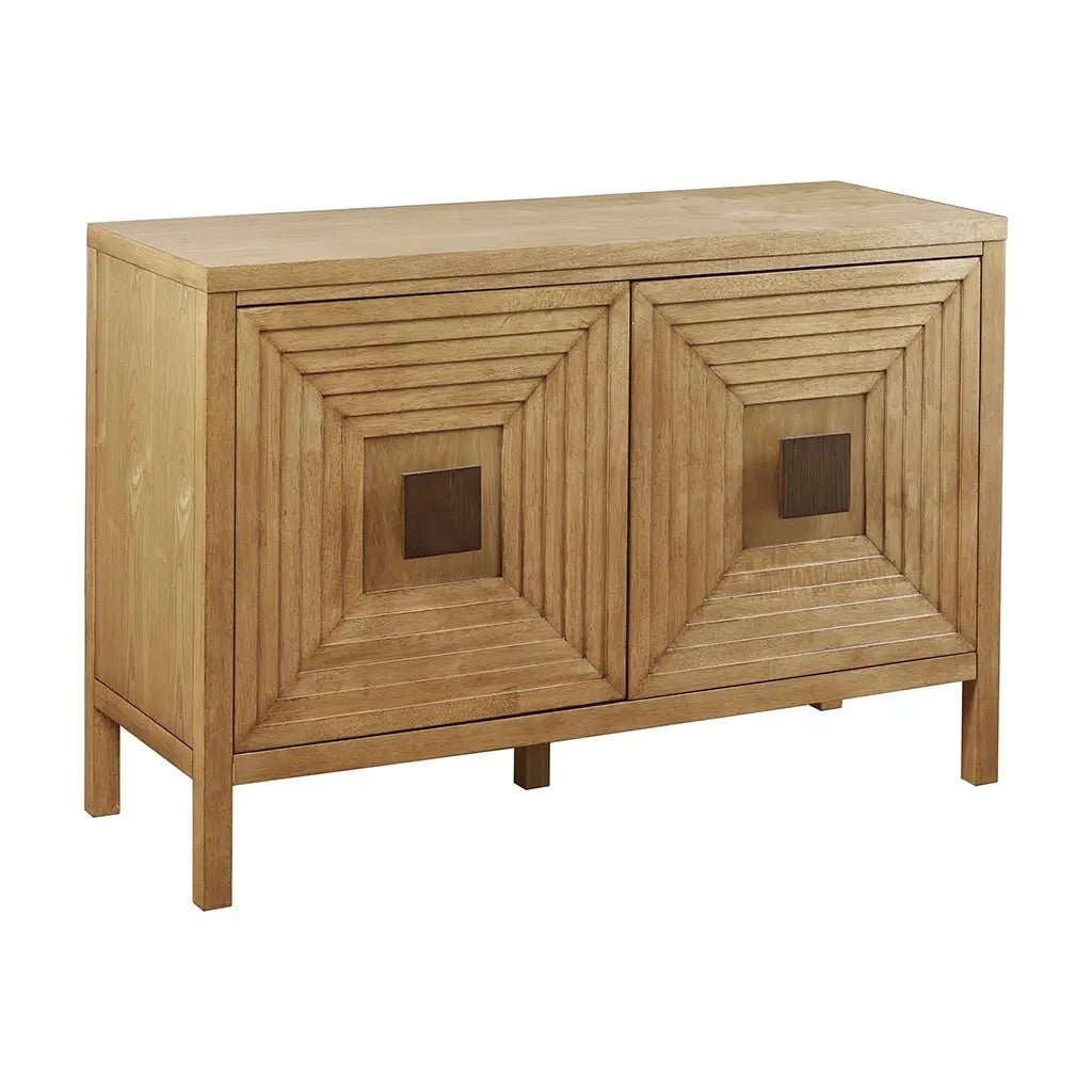 Natural Elm Geometric Accent Cabinet with Storage