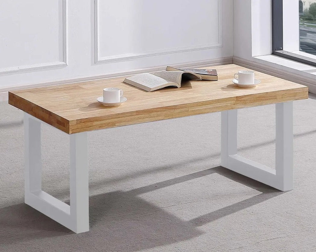 Nordish Oak Wood Loft Coffee Table with Inner Lift Storage - White