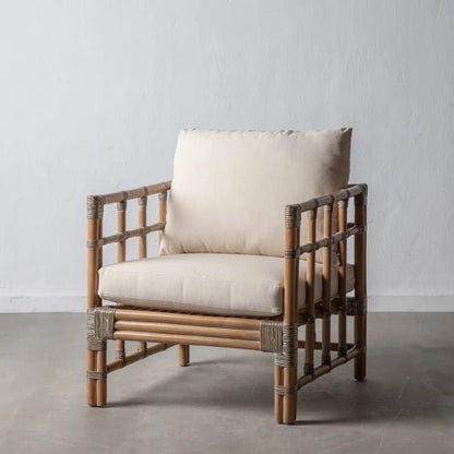 Rattan Deep Cushion Lounge Armchair, Cream Ivory