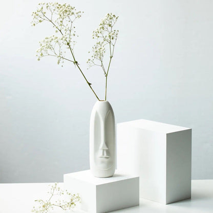 Sculptural Face Vase Set of 2, White Modern Pampas Vases, Nordic Style cute trendy faces long skinny petite small set