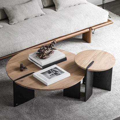shona nordic japanese nested natural black coffee table round high end luxury designer