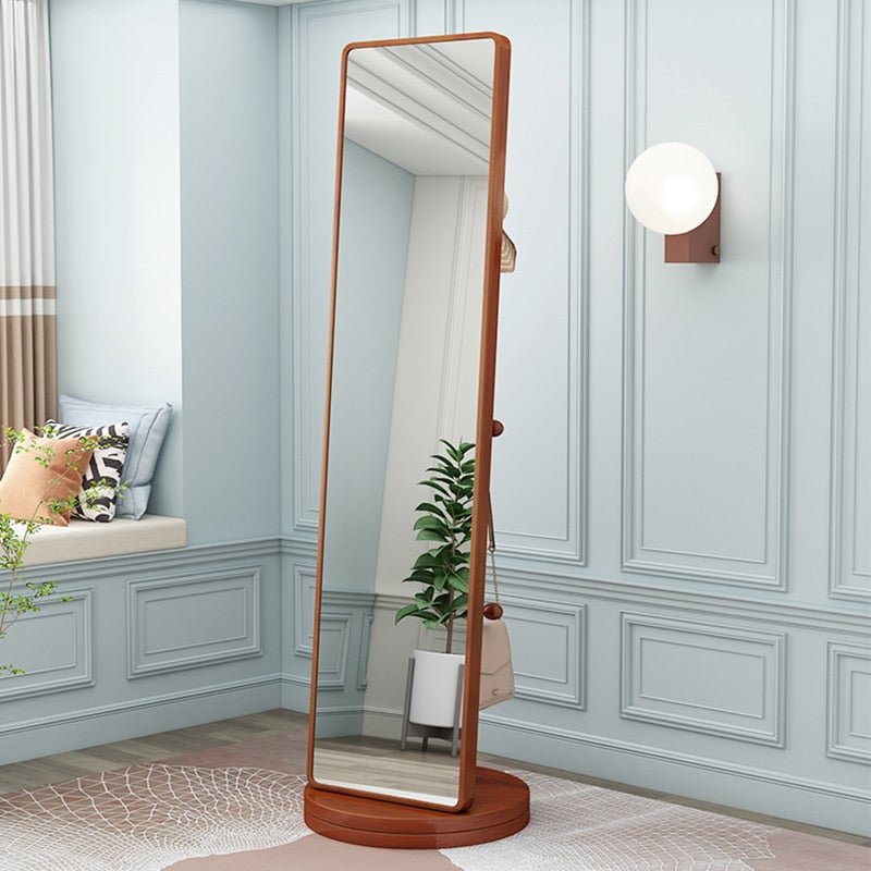 Rotating Swivel Full-Body Floor Mirror with Makeup Storage Shelves Oval
