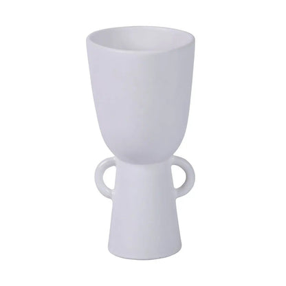 Talus Ceramic Vase, White & Black
