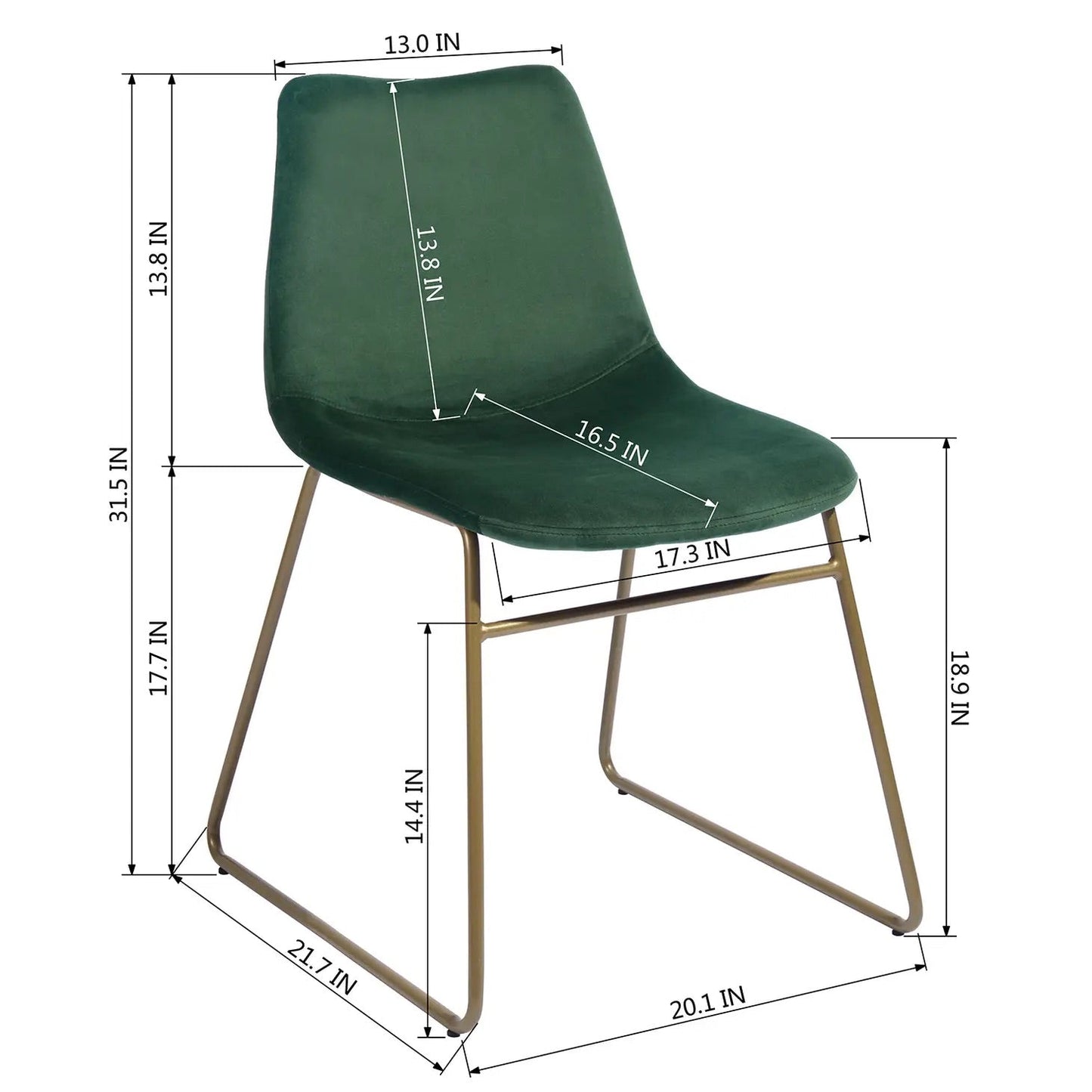 Velvet Upholstered Dining Chair (Set of 2) Green + Navy
