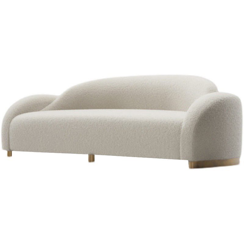 Vera Minimalist Arc Sofa, White Boucle luxurious soft plush couch nordic scandinavian curved luxury high end designer modern contemporary 