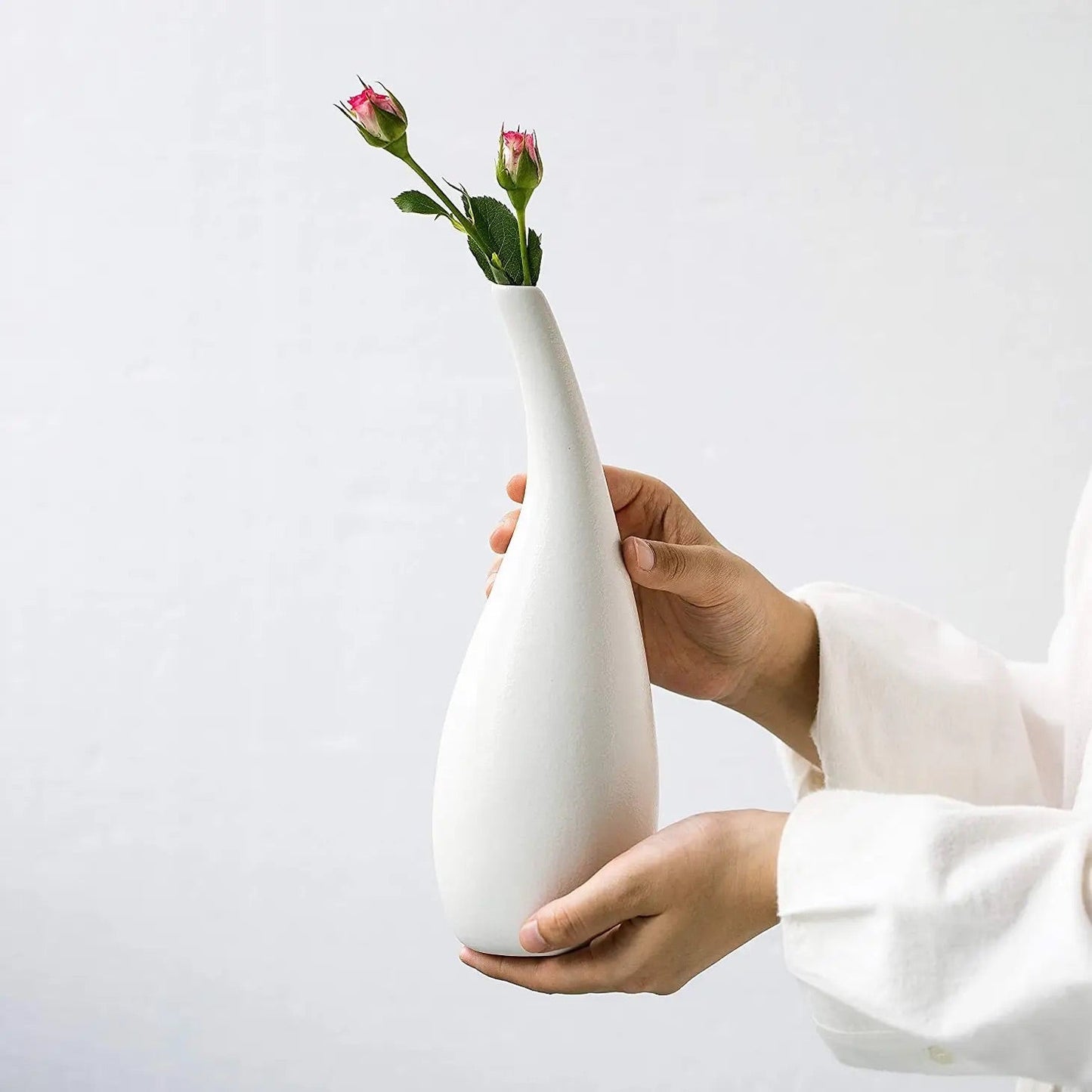 Set 3 Ceramic Vase, White Modern Vase and Fire Mantle modern minimalist centerpiece nordic trendy boho light curve large bottom and skinny top